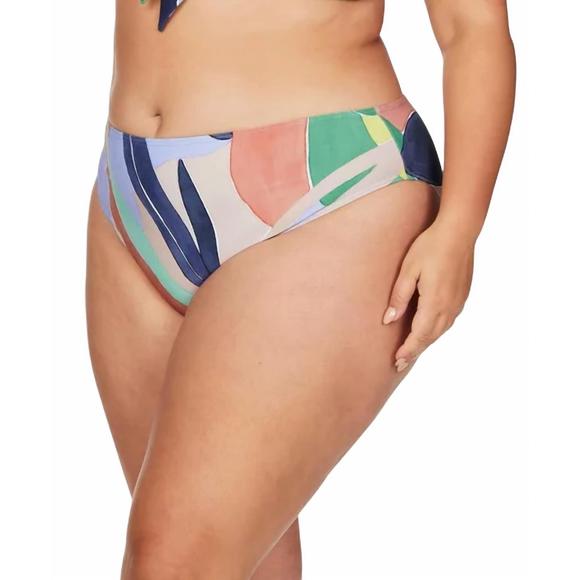 NEW ARTESANDS curve fit mid rise swim pant in beige multi - Picture 2 of 3